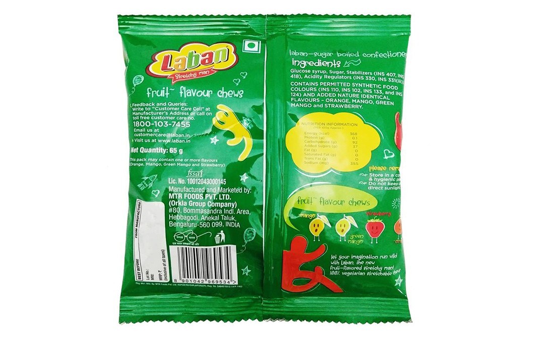 Laban Stretchy Man, Fruit Flavour Chews   Pack  65 grams